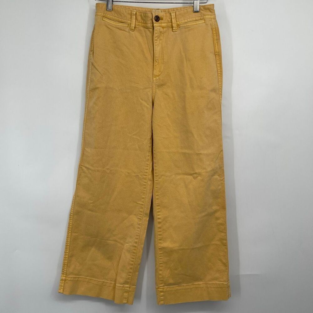 Gap Yellow Stretch Flat Front High-Rise Wide Leg Cropped Chino Pants Size 6
